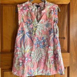 Talbots Pink Floral Sleeveless V-Neck Tunic